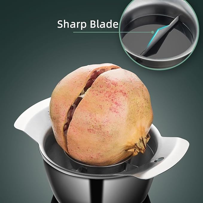 304 Stainless Steel Pomegranate Peeling Tool, Pomegranate Deseeder Tool, Pomegranates Peeler Deseeder, Includes Cutter Bowl and Wooden Hammer for Easy Deseeding, for Home Kitchen (1Set)