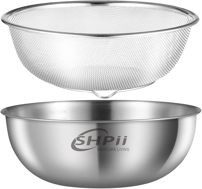 Thickened Stainless Steel Drainage Basket Set Kitchen Multifunction Drainage With Three Legs Stand(8.7 inch)