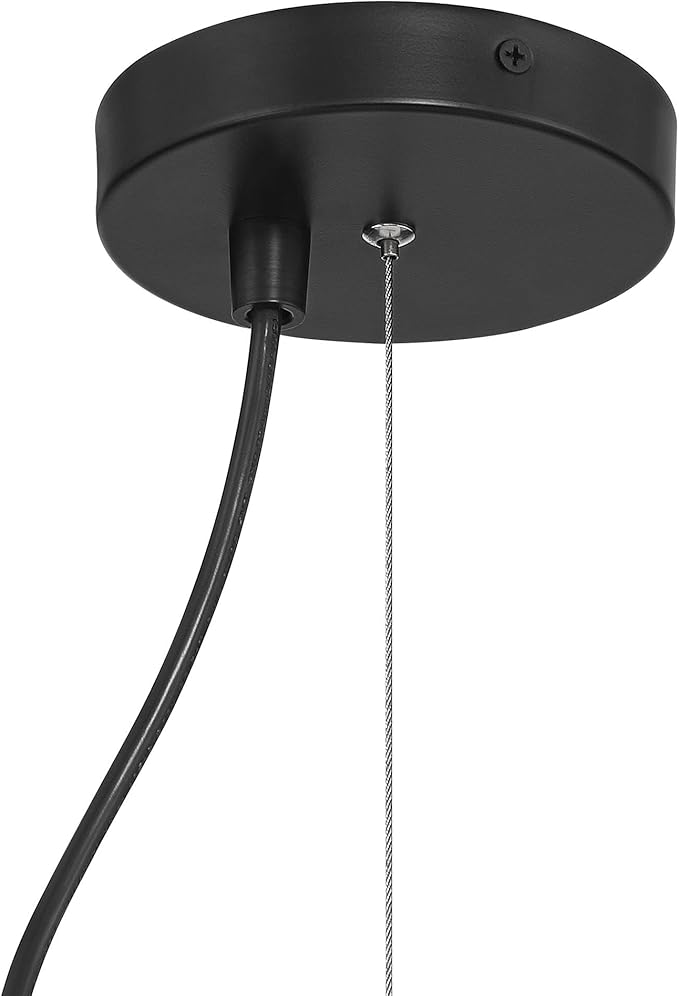 Possini Euro Design Jaime 12" Modern Pendant Ceiling Light Fixture Dining Room Over Table Kitchen Island Foyer Drum Hanging Round Matte Black and White Metal Fabric Hallway Entryway Living Room Mini