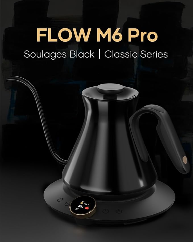 Cocinare Soulagues Electric Gooseneck Kettle, ±0.5℉ Temperature Control for Pour-over Coffee & Tea, Stainless Steel Interior, Quick Heating for Boiling Water (Soulages)