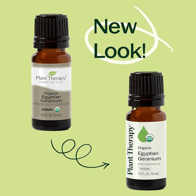 Plant Therapy Organic Egyptian Geranium Essential Oil 100% Pure, USDA Certified Organic, Undiluted, Natural Aromatherapy, Therapeutic Grade 5 mL (1/6 oz)
