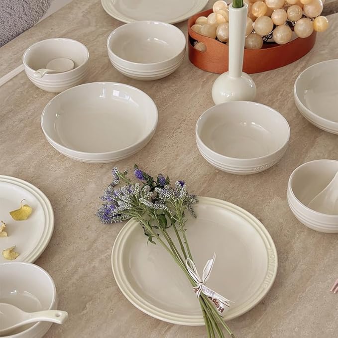 12-Piece White Ceramic Dinnerware Set - Monazone Series, Service for 4, Includes Bowls & 8''/9'' Plates, Glossy Finish