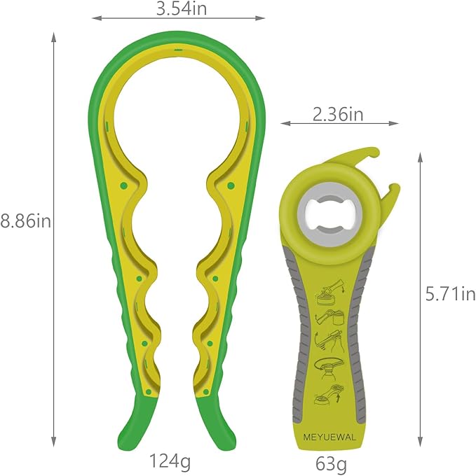 Jar Opener, 6 In 1 Bottle Opener Can Opener for Weak Hands, Jar Openers for Seniors with Arthritis, Multifunctional Lid Opener Kit, Easy Jar Opener Tool for Elderly Adults Kids (Green)
