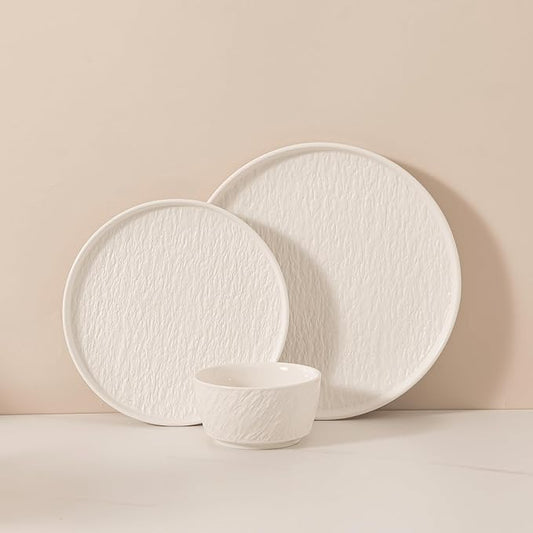 Dinnerware sets plates and bowls sets modern plates stoneware dinnerware set Plates and Bowls Set for 4, 12 Pieces Dishes,Microwave and Dishwasher Safe Tableware (style - 2, 4 - Set (12pcs))