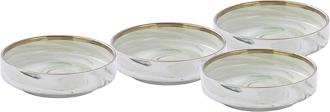 Fine China Artisan Marbled 20pc Dinner Set, Green with Gold Line