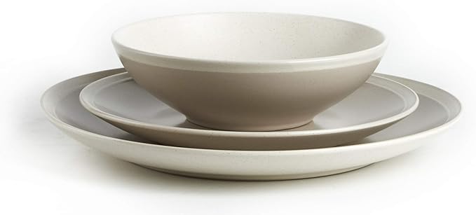Rock Ridge Speckled Stoneware Dinnerware Set (12pc Set, Sands and Ivory)