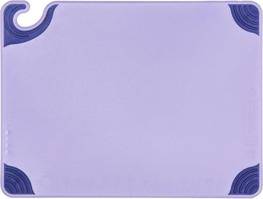 San Jamar Saf-T-Grip Cutting Board for Restaurants, Saf-T-Zone Cutting Board, 15" X 20", Purple (Pack of 6)