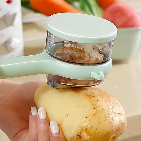 New with Box Storage Kitchen Special Fruitpeeler,Veggie Peeler with Container,Multi Functional,Easy to Carry,Suitable for Various Fruits and Vegetables (Green+Green)