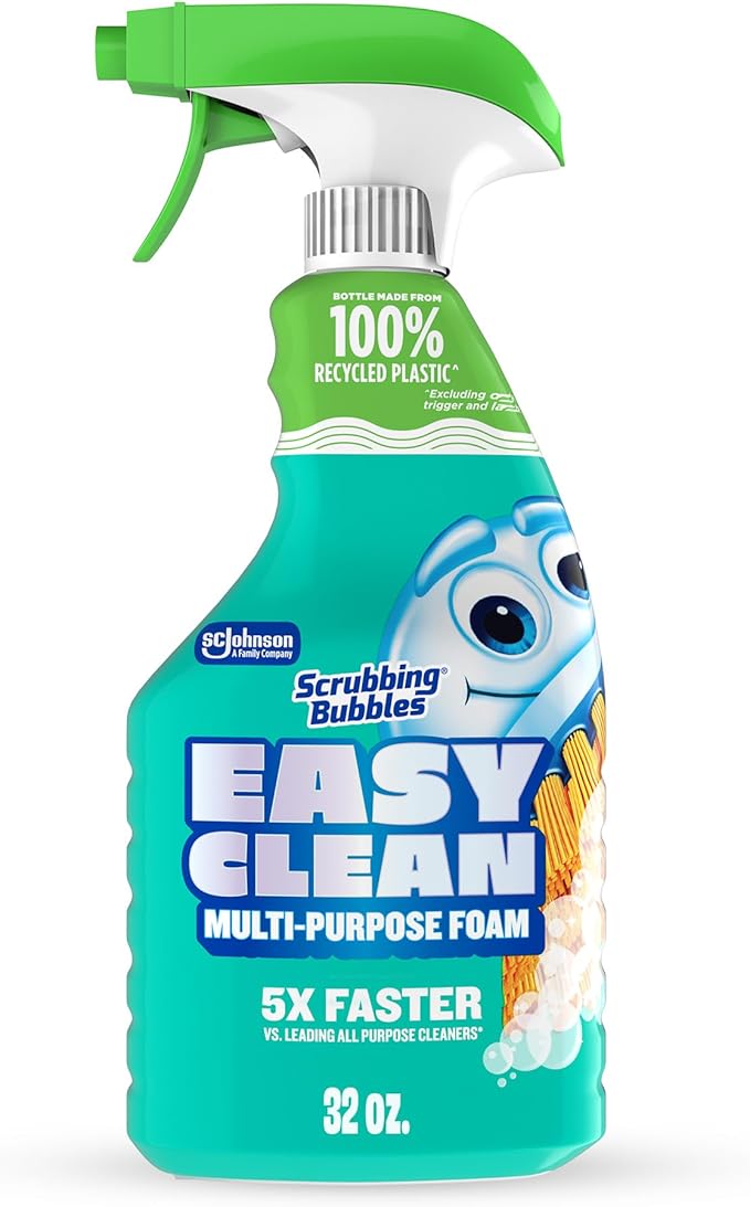 Scrubbing Bubbles Easy Clean Foaming Multipurpose Bleach-Free Bathroom Cleaner, Fast-Acting Foam Cleans Limescale, Dirt and Grime on Showers, Sinks, Toilets, Tiles, Counters, & More, 32oz Spray