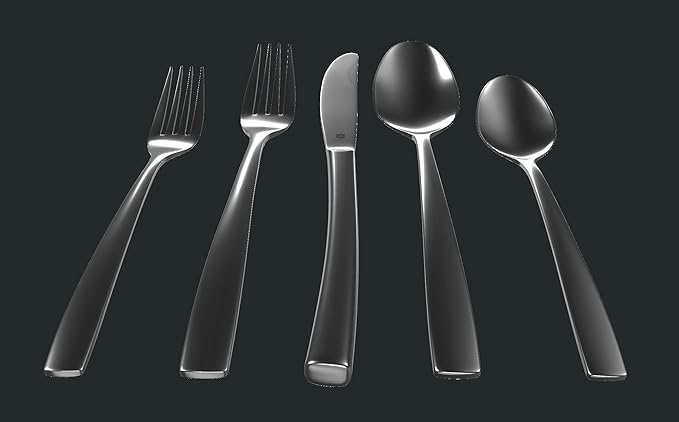 Modern Sleek Silverware Set - 18/10 Stainless Steel Flatware Set for Elegant Dining - Dishwasher Safe Cutlery Set (20-Piece)