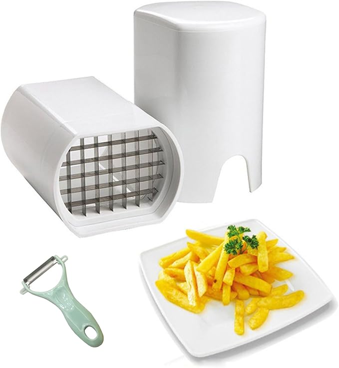 New Stainless Steel Multifunctional French Fry Cutter | Rapid Vegetable Chopper for Potatoes, Carrots, Cucumbers, Onions & More – Manual Slicer for Uniform Strips & Natural Cut