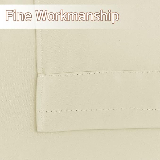 NICETOWN Window Valances for Bedroom, Farmhouse Adjutable Length Valance Curtains for Living Room, Kitchen Cabinet Cupboards Curtains for Home Decor (42x18 Inch + 1.6 inch Header, Light Beige, 2 PCs)