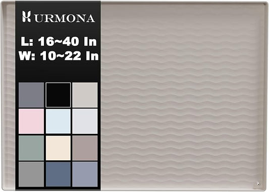 URMONA 25'' x 19'' Waterproof Silicone Under Sink Mat Cabinet and Counter Protector, Shelf Liner for Kitchen and Bathroom, Storage and Organizers, Litter Mat, Pet Cat Puppy Essentials（White Sand）