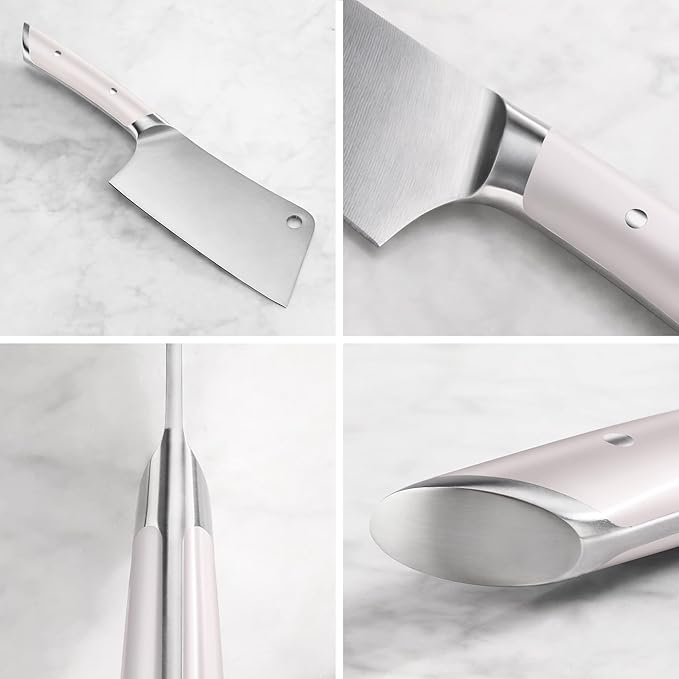 Cangshan HELENA Series German Steel Forged Cleaver Knife Block Set (7-Piece, White)