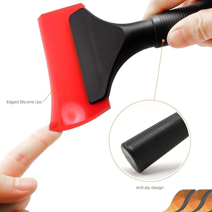 EHDIS Small Squeegee 5 inch Rubber Window Tint Windshield Scraper for Car,Glass, Mirror, Shower, Door,Bathroom Cleaning -Red (Red, 1)