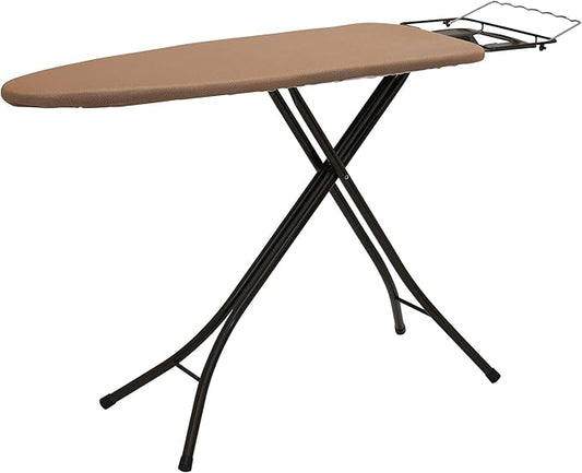 Household Essentials Mega Wide Top Ironing Board, 4-Legs, Steel Top Ironing Board with Fixed Iron Rest, FiberTech Cover and Fiber Pad, Scorch and Stain Resistant, Antique Bronze Frame