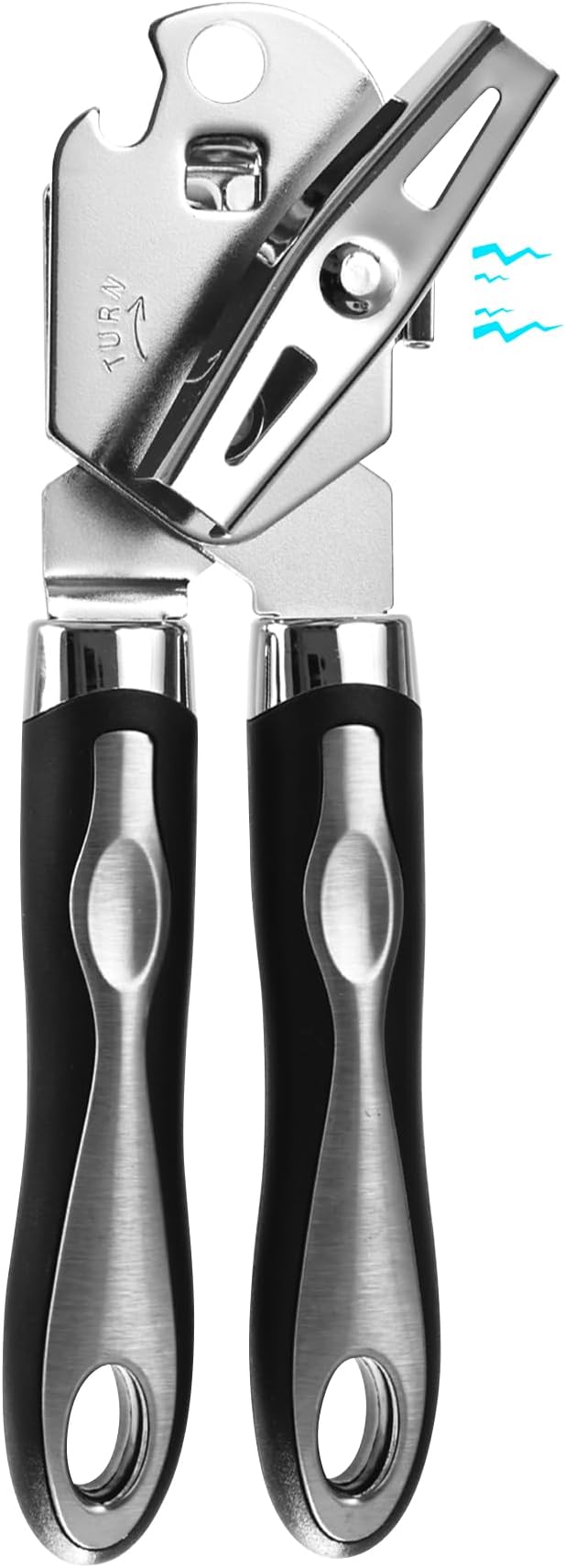 Ugotit Stainless Steel Manual Can Opener with Bottle Opener- Smooth Edge Handheld Heavy Duty Opener for Seniors & Camping, Multifunctional Kitchen Tool, Magnetic Lid Remover, Safe Cut