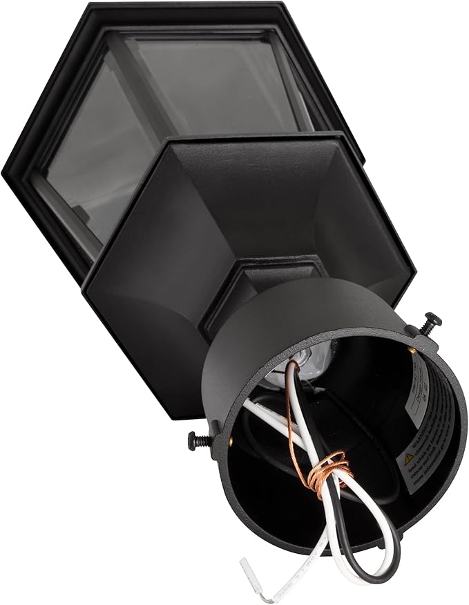 Design House Oak Creek Outdoor Post Light Fixture, Exterior Lamp Post Light, Black, Clear Glass, Includes Lamp Post, Cross Arm, 9.38 in W x 21.63 in H, 589853