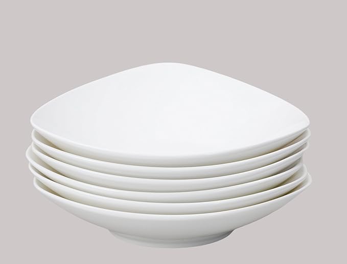 Bone China Triangular Shape, Elegance White Soup Bowl 16oz, 7.5inch x 7.5inch, Set of 6