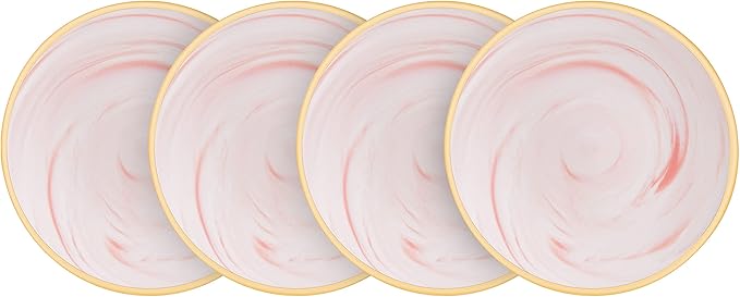 Fine China Artisan Marbled 20pc Dinner Set, Pink with Gold