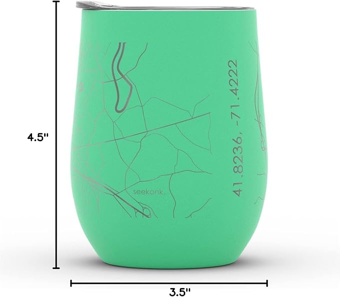 Well Told Engraved Providence Rhode Island Map Insulated Wine Tumbler, Etched Stainless Steel Cup (12 oz, Sunday Green) City Map Insulated Tumbler, Custom Insulated Tumbler, Outdoor Drinkware