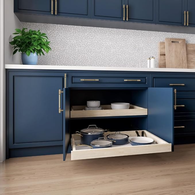 Slide-A-Shelf Express Essentials Pull-Out Cabinet Drawer, Birch Wood with Full Extension Ball-Bearing Slides, Kitchen Storage Organization Ready-to-Ship