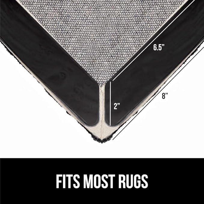 GORILLA GRIP 24 Pc Rug Gripper Pads Keep Area Rugs Corners from Curling, No Damage Reusable Double-Sided Sticky Pads, Holds Down Carpet, Stays in Place on Hardwood Floors, Grips Tile Floor, Home Décor
