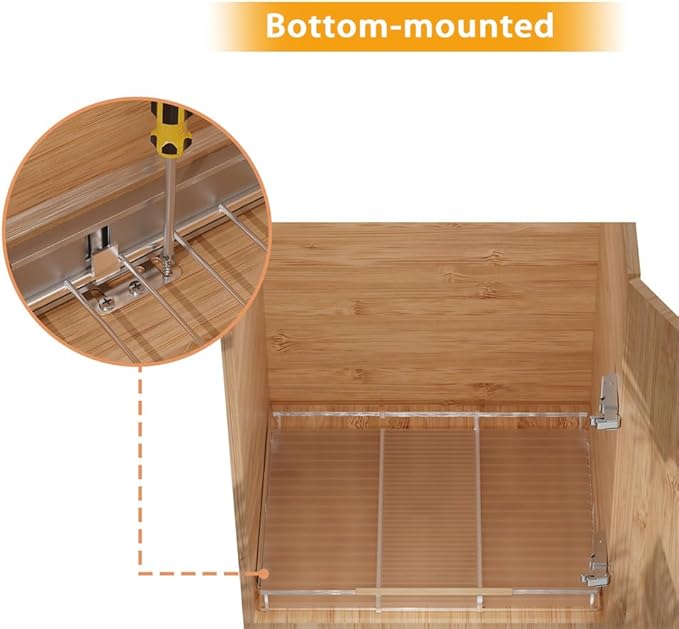 SANNO Expandable Pull Out Cabinet Organizer Slide Out Shelf, Bottom-Mounted Cabinet Sliding Shelf Expandable Shelves for Cupboard Pantry Closet Pots Pans,1pack