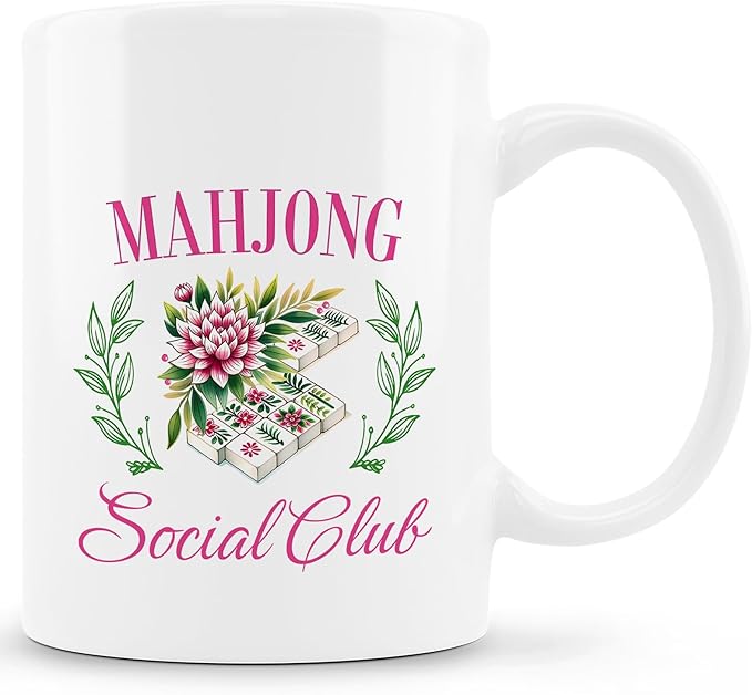 Mah Jong Gifts Mug, Mahjong Gifts for Women Coffee Cup Ceramic, Gift for Mah Jong Players Lovers, Mahjong Social Club Ceramic Coffee Tea Mug 11 oz