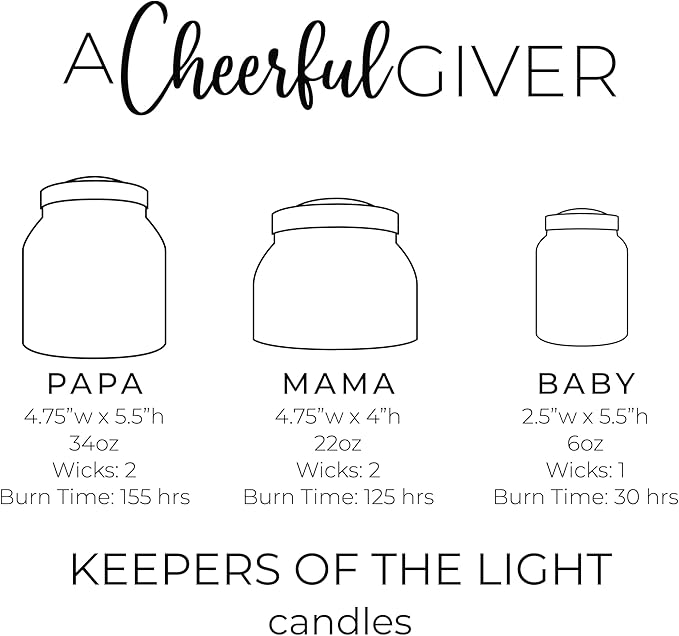 A Cheerful Giver — Aunt Kook's Apple Cider - 34oz Papa Scented Candle Jar with Lid - Keepers of the Light - 155 Hours of Burn Time, Gift for Women, Brown