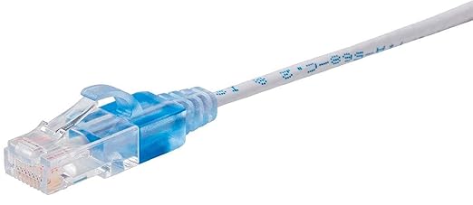 Monoprice Cat6A 50ft White 5-Pk Patch Cable UTP 30AWG 10G Pure Bare Copper Snagless RJ45 SlimRun Series Ethernet Cable