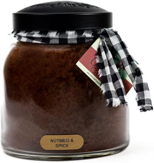 A Cheerful Giver - Nutmeg & Spice - 34oz Papa Scented Candle Jar with Lid - Keepers of The Light - 155 Hours of Burn Time, Gift for Women, Brown
