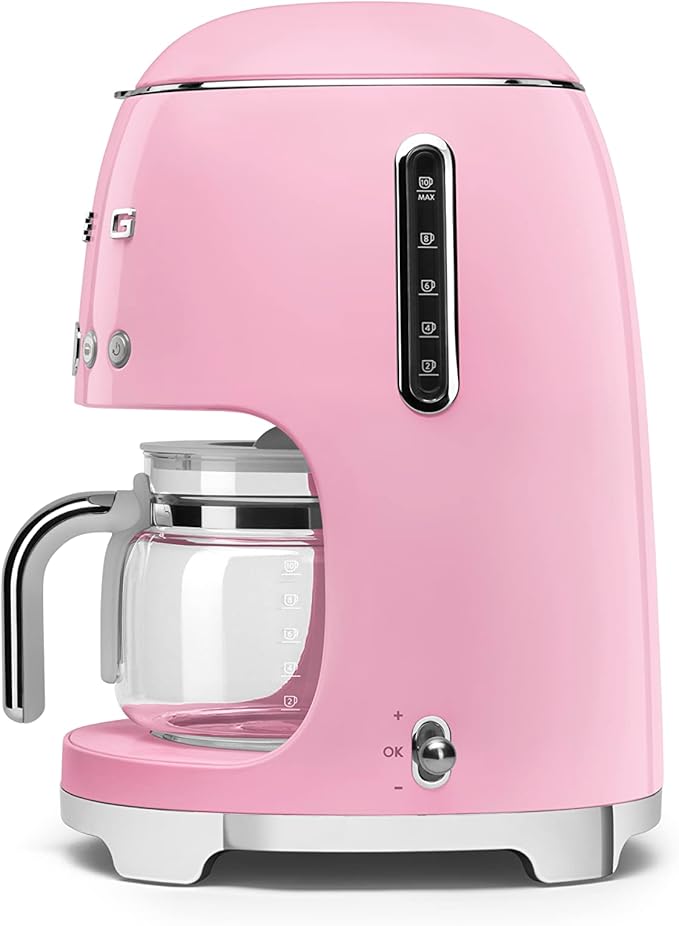 Smeg Retro Drip Coffee Machine and 2-Slice Toaster Bundle… (Pink)