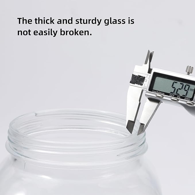 2 Pack 1 Gallon Glass Mason Jars, Super Wide Mouth Heavy Duty Jar with Airtight Lid, Large Capacity Glass Container with Silicone Gasket-Extra Tag for Kitchen (Plastic Lid)