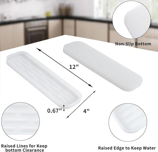 Silicone Kitchen Sink Organizer Tray for Multiple Usage,Easy Clean Sponges Holder for Kitchen Bathroom Counter or Sink,Dish Soap Dispenser,Scrubber,Bottle,Cup Translucent 12" x 4”