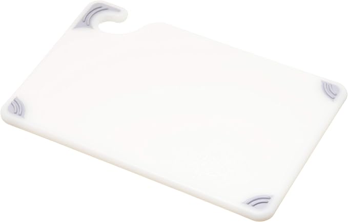 San Jamar Saf-T-Grip Plastic Cutting Board with Safety Hook, 6" x 9" x 0.375", White