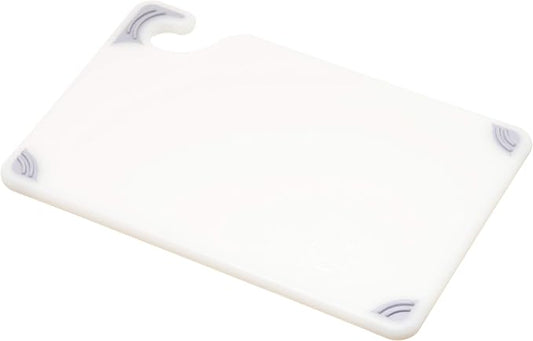 San Jamar Saf-T-Grip Plastic Cutting Board with Safety Hook, 6" x 9" x 0.375", White