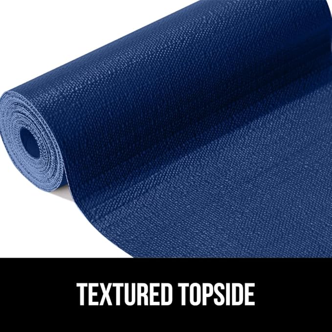 GORILLA GRIP DripGuard Shelf Liner, Non Adhesive Drawer and Kitchen Cabinet Protector, Slip Resistant BPA Free Smooth Surface Plastic Liners for Cabinets, Bathrooms, Closets, 17.5x240 Inch, Navy Blue