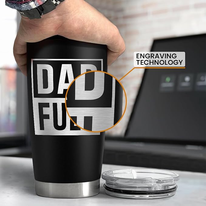 SANDJEST Dad Tumbler 20oz, Dad Fuel Cup Stainless Steel Insulated Tumblers, Coffee Mug Cups for Best Dads from Daughter Son, Gifts for Birthday Christmas Fathers Day