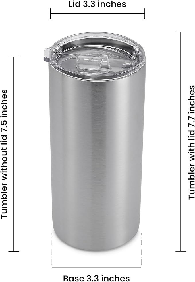 makerflo 20 oz Thick Stainless Steel Tumbler Pack of 25 with Lid & Straw | Craft-Ready for DIY Gifts & Personalization (Epoxy, UV DTF, Vinyl, and Laser Engraving) - Not for Sublimation