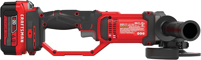 CRAFTSMAN V20 Cordless Angle Grinder Tool Kit, 4-1/2 inch, Battery and Charger Included (CMCG400M1)