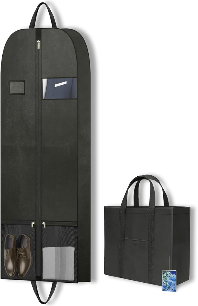 Large Heavy Duty Garment Bag for Clothing Storage, Heavy Duty Garment Bags for Travel and Hanging Clothes, Zippered Breathable Garment Bags for Long Dresses, Hanging Garment Bags for Closet Storage