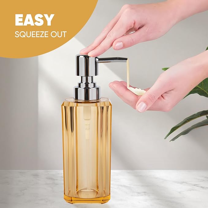 4 Piece Premium Acrylic Bathroom Accessory Set, Hand Sanitizer Bottle, Lotion Can Bathroom Suit, Separate Bottle Soap Box, Mouthwash Cup, Toothbrush Cup (Champagne Gold)