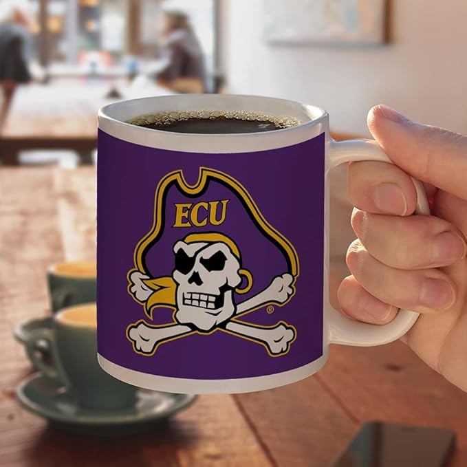 East Carolina Primary Logo Ceramic Coffee Mug, Novelty Gift Mugs for Coffee, Tea and Hot Drinks, 11oz, White