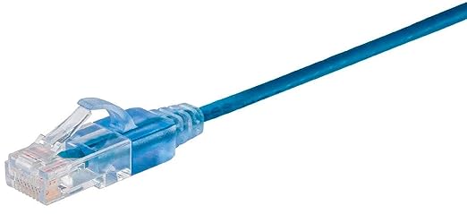 Monoprice Cat6A 50ft Blue 10-Pk Patch Cable UTP 30AWG 10G Pure Bare Copper Snagless RJ45 SlimRun Series Ethernet Cable
