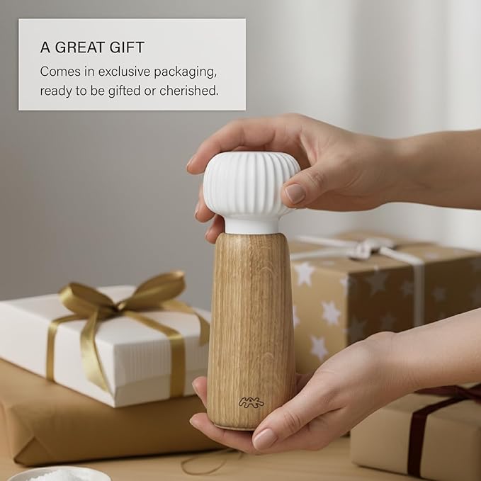 Kahler Hammershoi Salt and Pepper Grinder, White, 7.3"H x 2.6"D, Designed by Hans-Christian Bauer, Gift Box Included