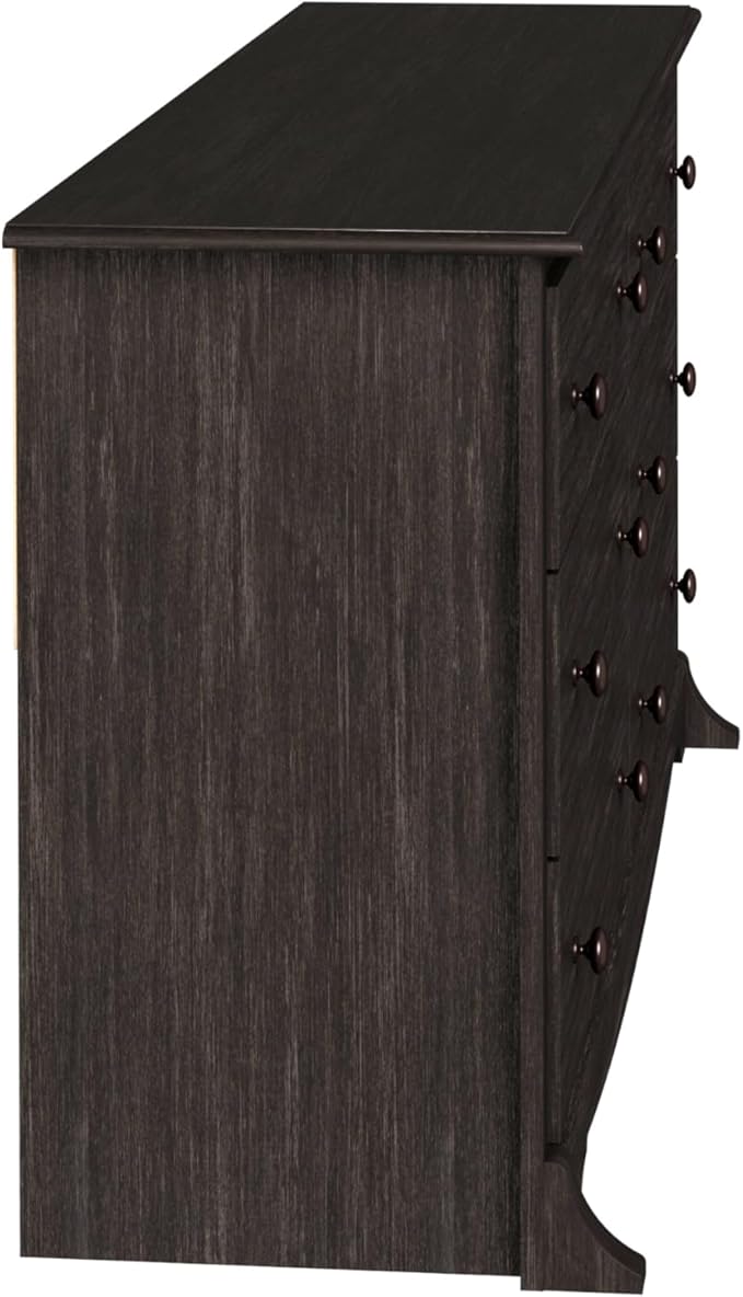 Prepac Sonoma 6-Drawer Double Dresser for Bedroom, Wide Chest of Drawers, Traditional Bedroom Furniture, 59" wide x 17.5" deep x 29" tall, Washed Black