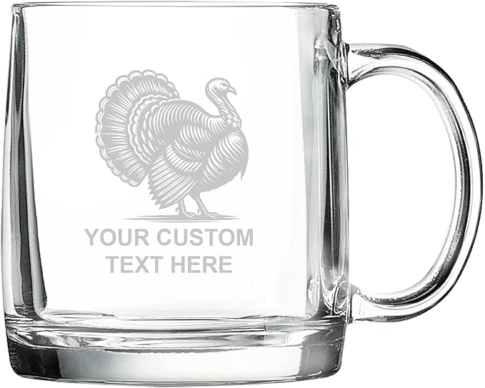Turkey, Personalized 12.5 oz Polar Camel Glass Coffee Desk Mug – Custom Laser Engraved Clear Cup for Tea, Espresso, Latte, Whiskey - Microwave Safe/Made in USA
