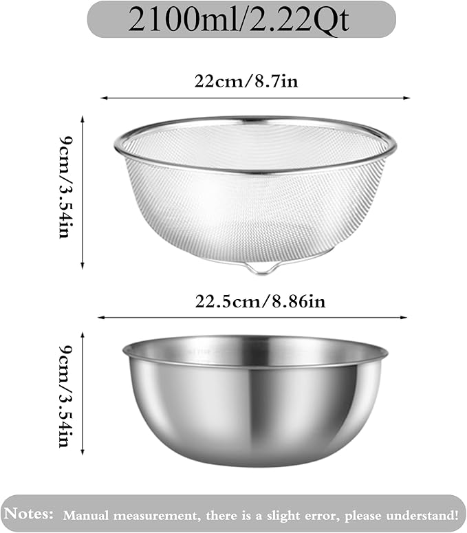 Thickened Stainless Steel Drainage Basket Set Kitchen Multifunction Drainage With Three Legs Stand(8.7 inch)
