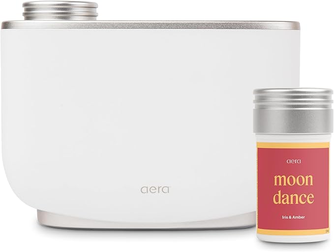 Aera Essential Oil Fragrance Diffuser + Moondance Scent Bundle for Large Rooms (500–1000 Sq Ft) Alexa Compatible + App Controlled Aromatherapy Waterless Diffuser – Hypoallergenic, Family & Pet Safe